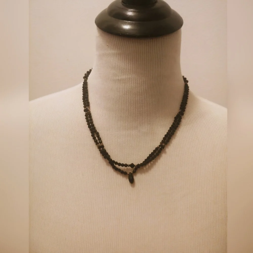BOGO FREE! Jet Black Crystal Beaded Necklace | Handmade - Picture 5 of 5